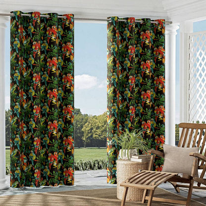D1684 Tropical & Botanical Tahiti Black,Orange & Rust Charlotte Fabrics
