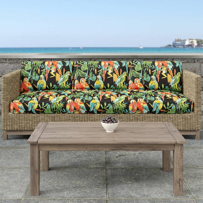 D1684 Tropical & Botanical Tahiti Black,Orange & Rust Charlotte Fabrics