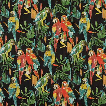 D1684 Tropical & Botanical Tahiti Black,Orange & Rust Charlotte Fabrics