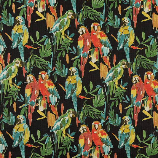 D1684 Tropical & Botanical Tahiti Black,Orange & Rust Charlotte Fabrics