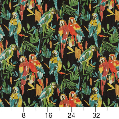 D1684 Tropical & Botanical Tahiti Black,Orange & Rust Charlotte Fabrics