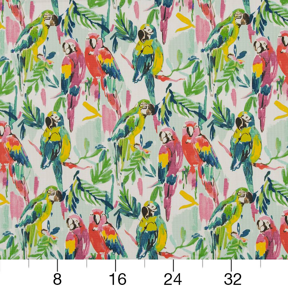 D1685 Tropical & Botanical Bali Green,Pink Charlotte Fabrics