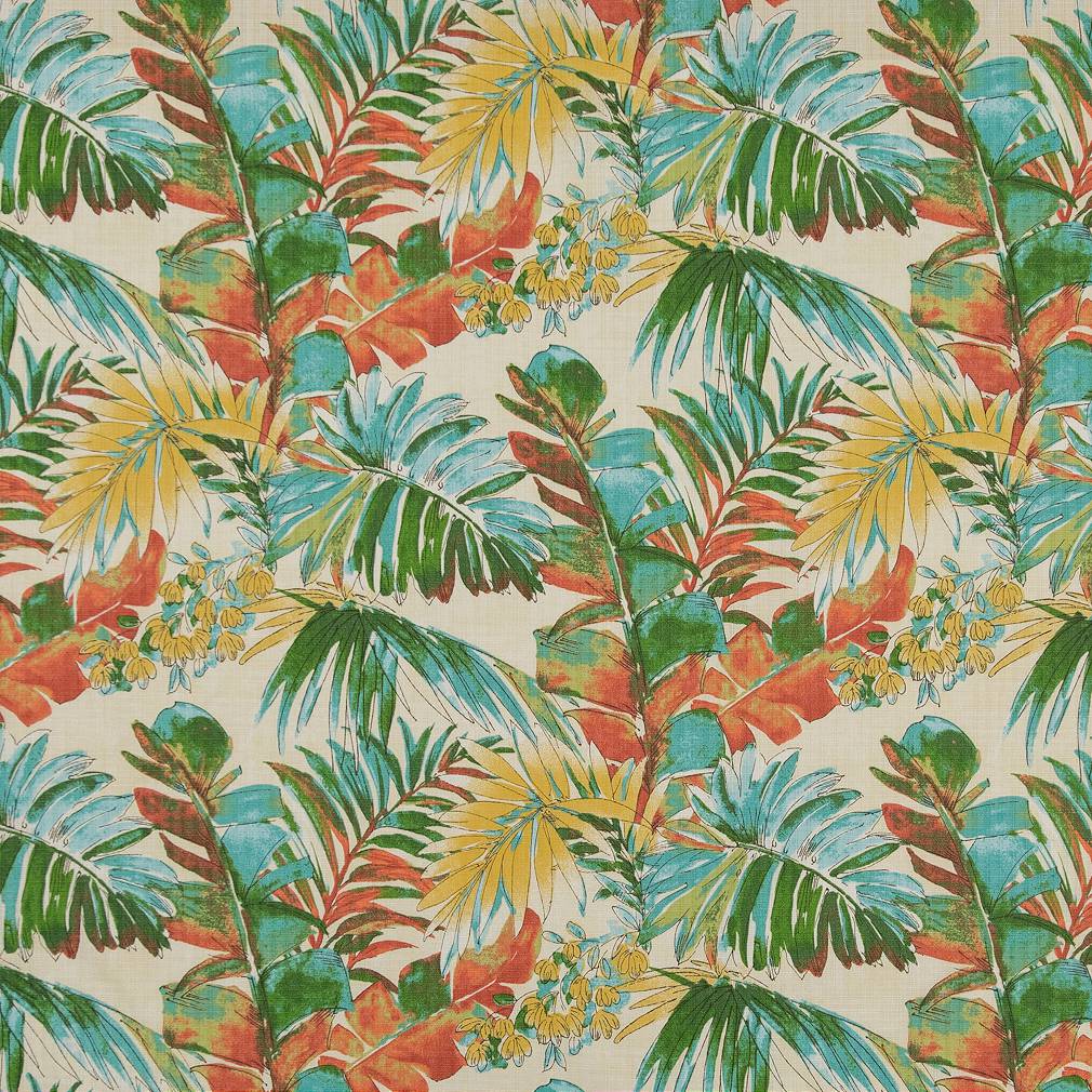 D1688 Leaves,Tropical & Botanical Aruba Aqua & Teal,Red & Burgundy Charlotte Fabrics