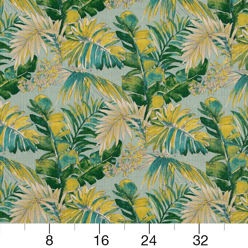 D1689 Leaves,Tropical & Botanical Valencia Aqua & Teal,Green Charlotte Fabrics