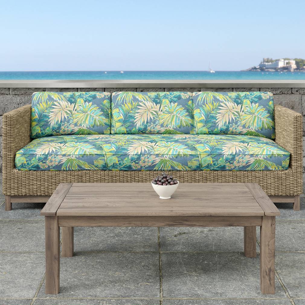 D1690 Leaves,Tropical & Botanical Bon Aire Aqua & Teal,Blue Charlotte Fabrics