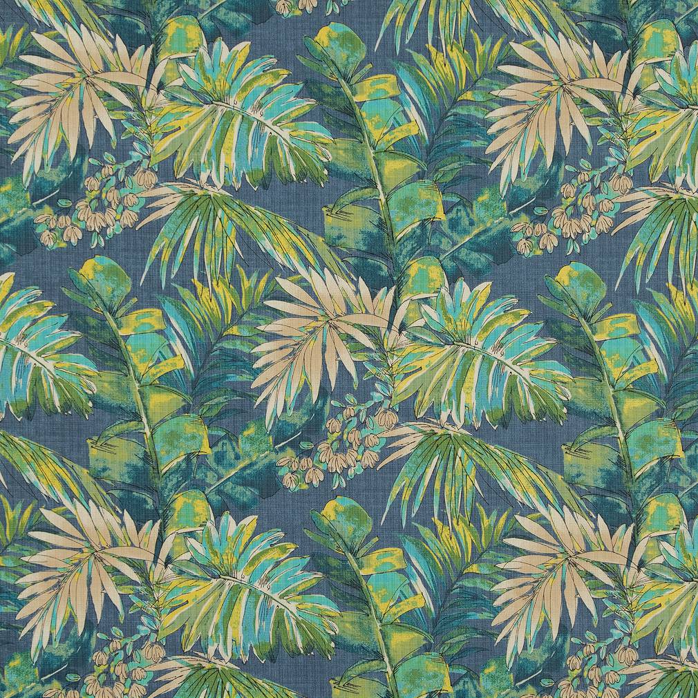 D1690 Leaves,Tropical & Botanical Bon Aire Aqua & Teal,Blue Charlotte Fabrics