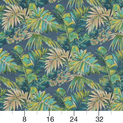 D1690 Leaves,Tropical & Botanical Bon Aire Aqua & Teal,Blue Charlotte Fabrics