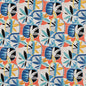 D1691 Abstract & Geometric Grenada Blue,Coral & Peach Charlotte Fabrics