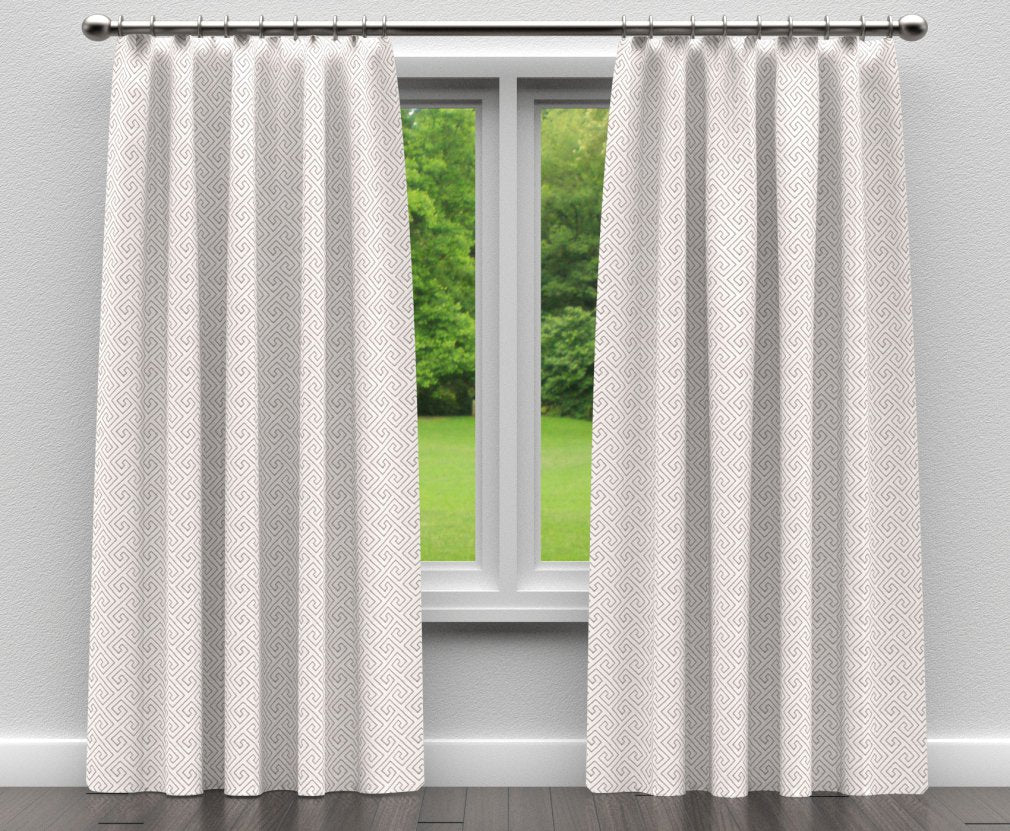 D170 Abstract & Geometric,Greek Key Moonstone Greek Key Grey & Silver,White & Ivory Charlotte Fabrics