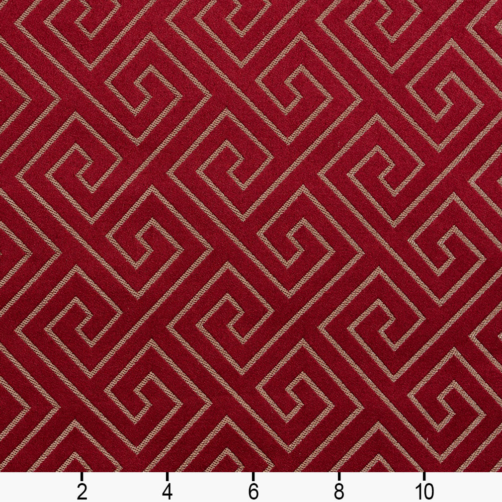 D172 Abstract & Geometric,Greek Key Merlot Greek Key Red & Burgundy Charlotte Fabrics