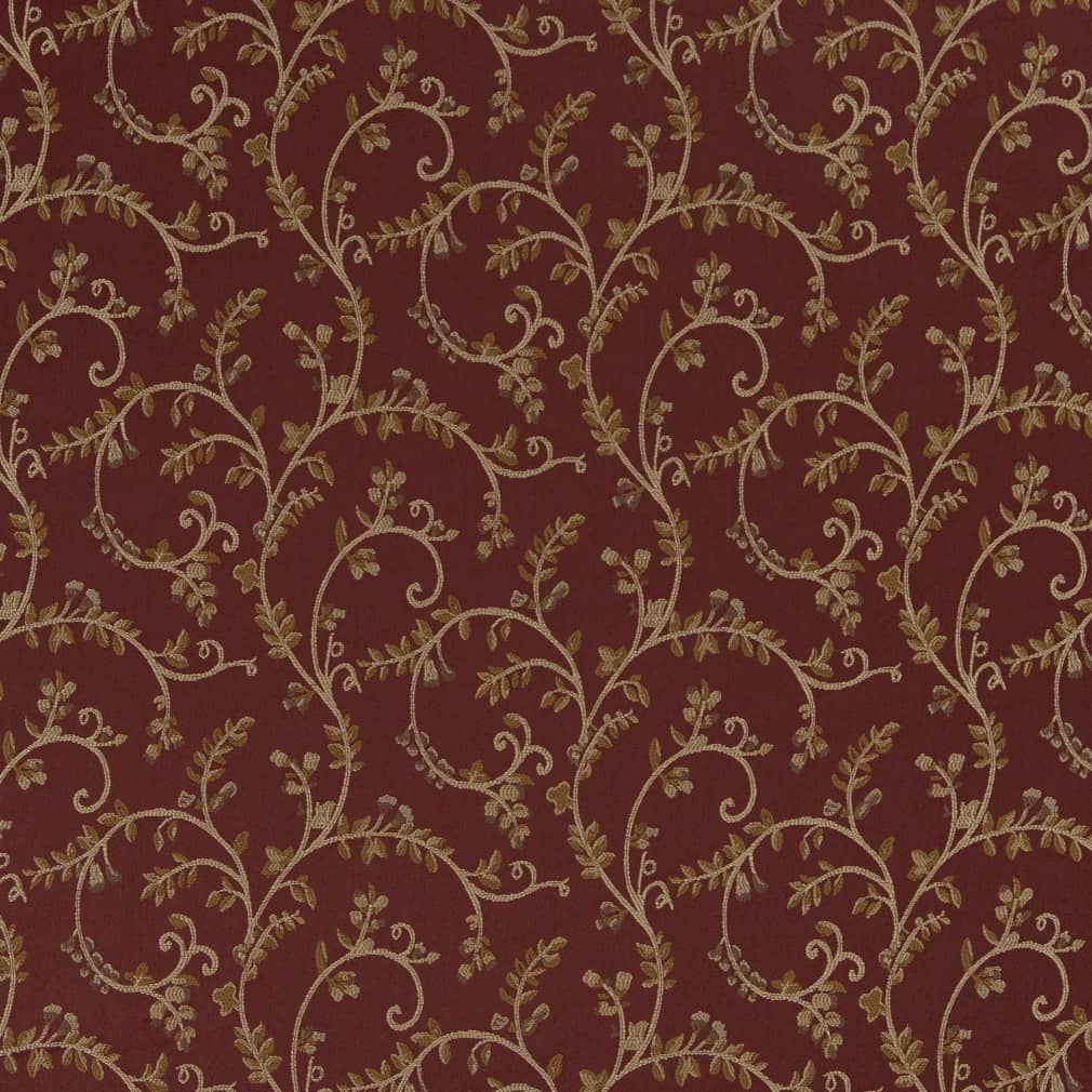 D1808 Leaves Currant Nicolette Red & Burgundy Charlotte Fabrics
