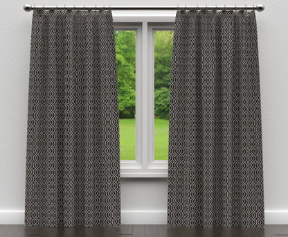 D181 Abstract & Geometric Ebony Lattice Black Charlotte Fabrics