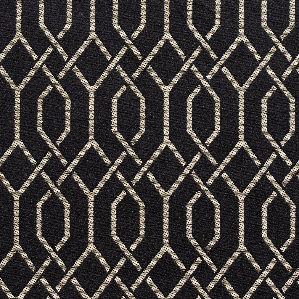 D181 Abstract & Geometric Ebony Lattice Black Charlotte Fabrics