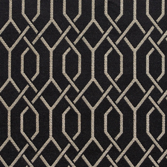 D181 Abstract & Geometric Ebony Lattice Black Charlotte Fabrics