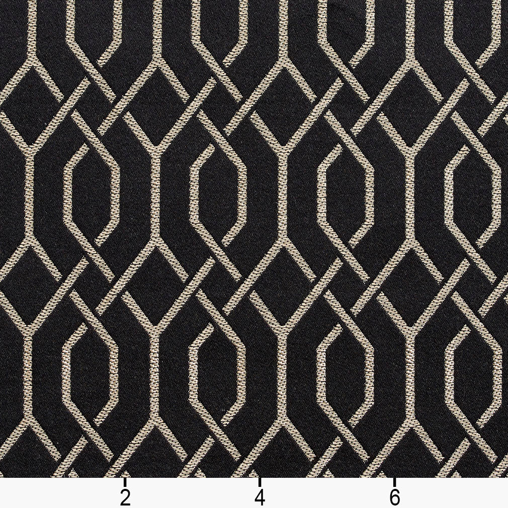 D181 Abstract & Geometric Ebony Lattice Black Charlotte Fabrics