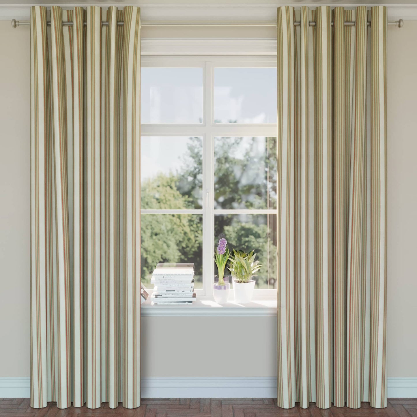 D1829 Stripe Garden Zoe Green Charlotte Fabrics