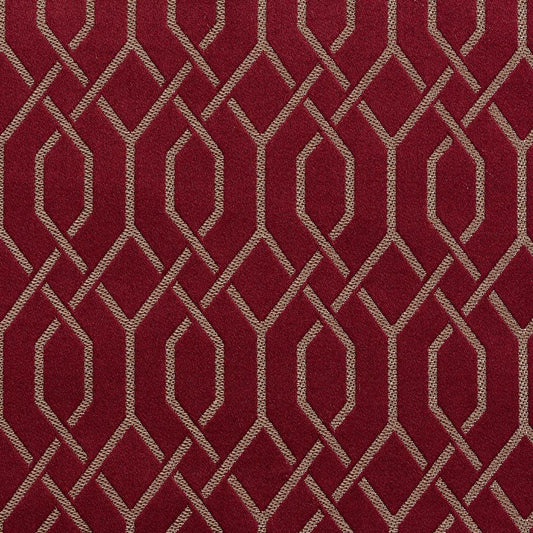 D182 Abstract & Geometric Merlot Lattice Red & Burgundy Charlotte Fabrics