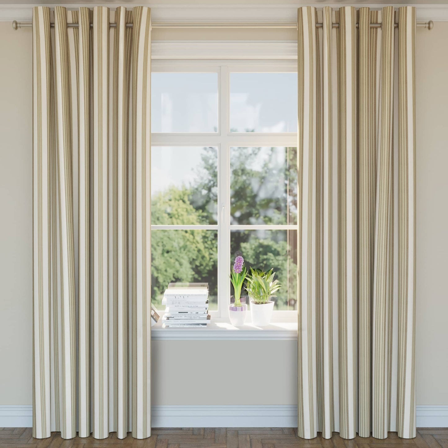 D1830 Stripe Prairie Zoe Green Charlotte Fabrics