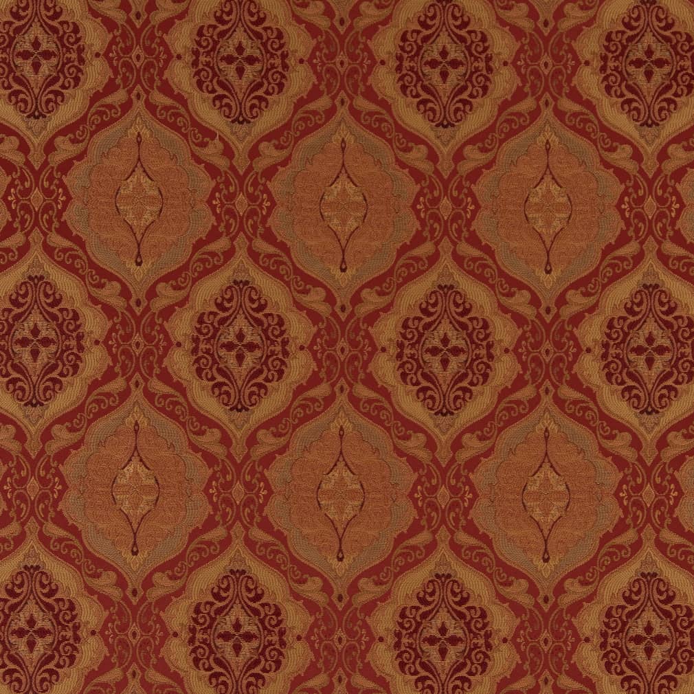 D1832 Damask Sienna Antoinette Red & Burgundy Charlotte Fabrics