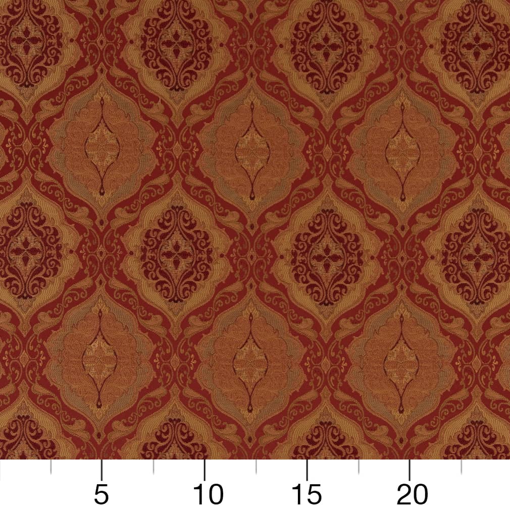 D1832 Damask Sienna Antoinette Red & Burgundy Charlotte Fabrics