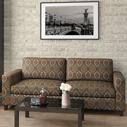 D1834 Damask Walnut Antoinette Brown Charlotte Fabrics