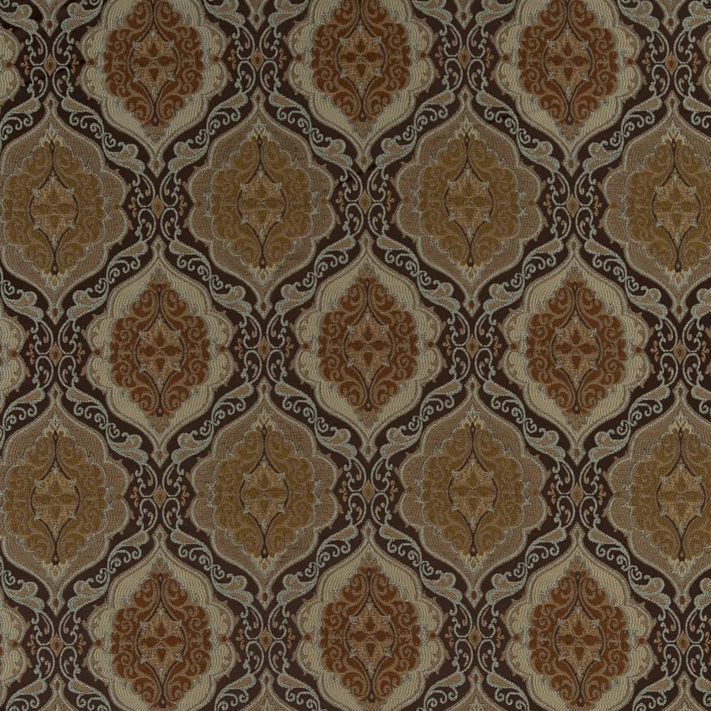 D1834 Damask Walnut Antoinette Brown Charlotte Fabrics