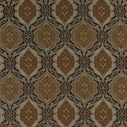 D1834 Damask Walnut Antoinette Brown Charlotte Fabrics