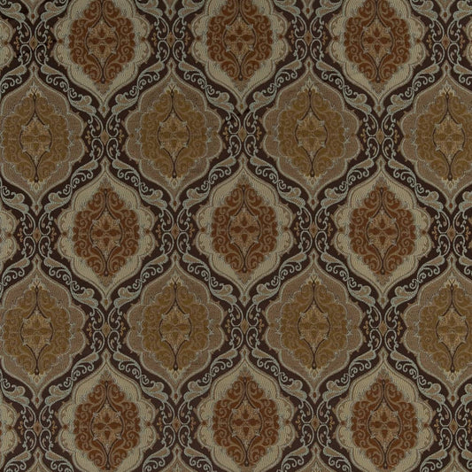 D1834 Damask Walnut Antoinette Brown Charlotte Fabrics