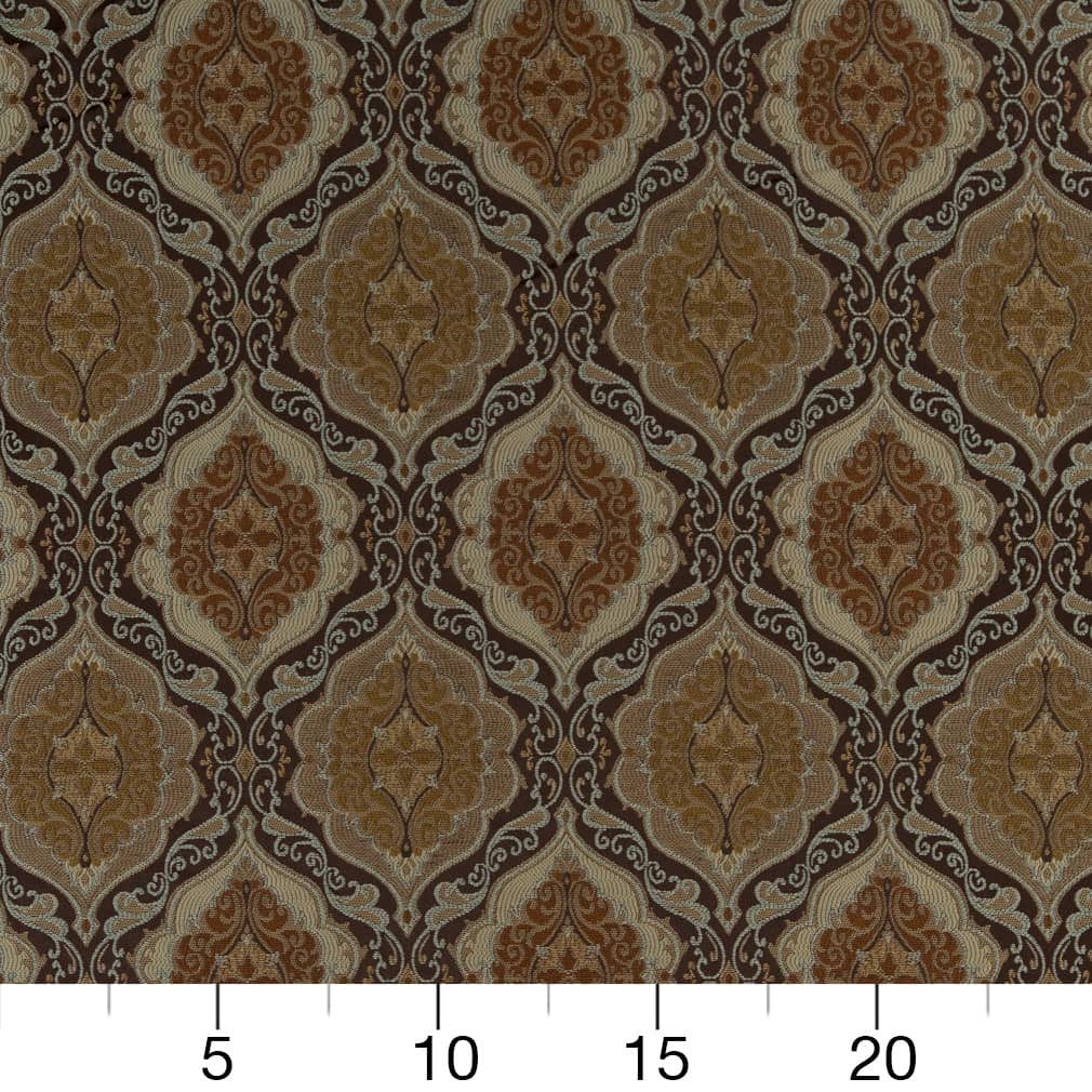 D1834 Damask Walnut Antoinette Brown Charlotte Fabrics