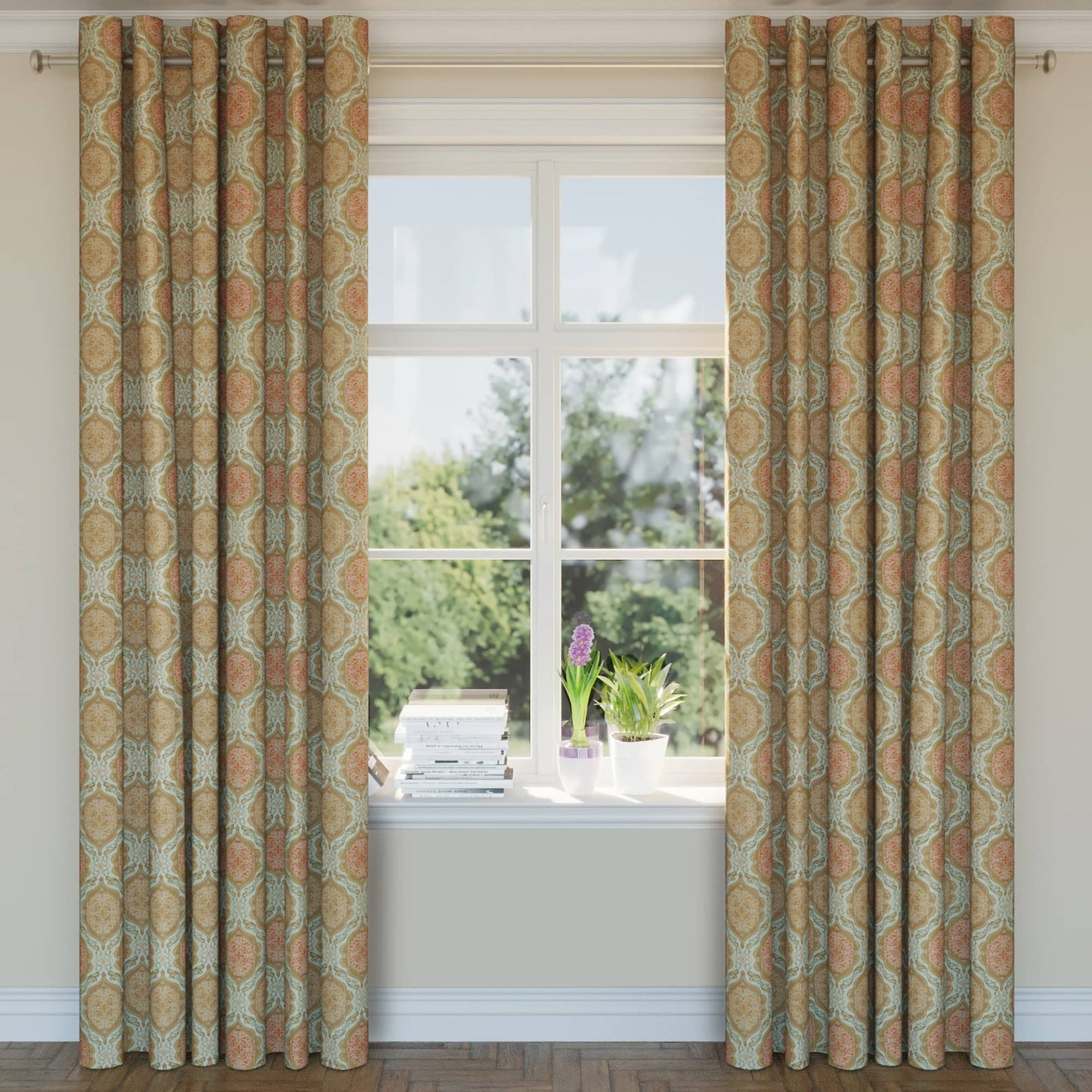 D1837 Damask Spring Antoinette Aqua & Teal Charlotte Fabrics