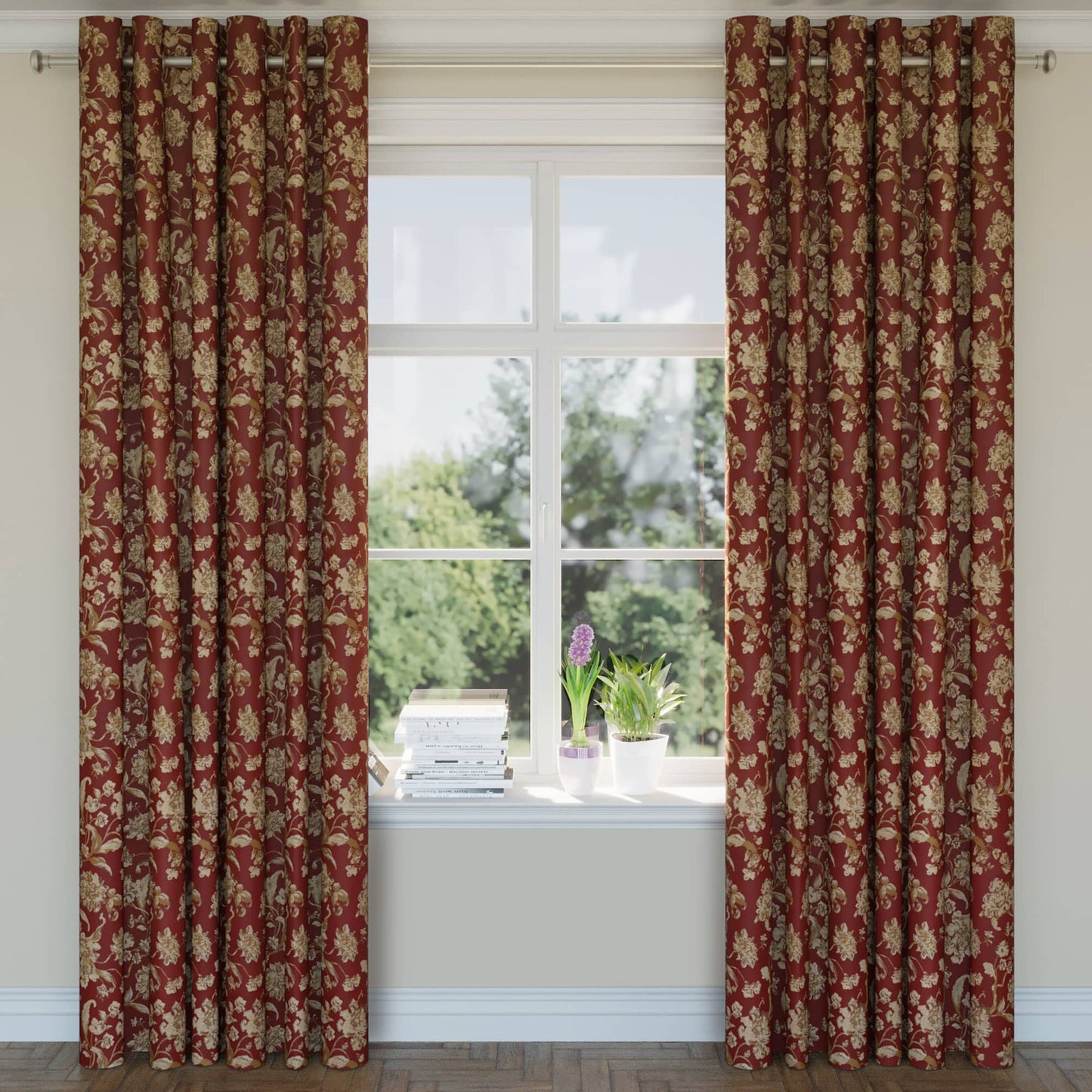 D1840 Floral Currant Cecile Red & Burgundy Charlotte Fabrics