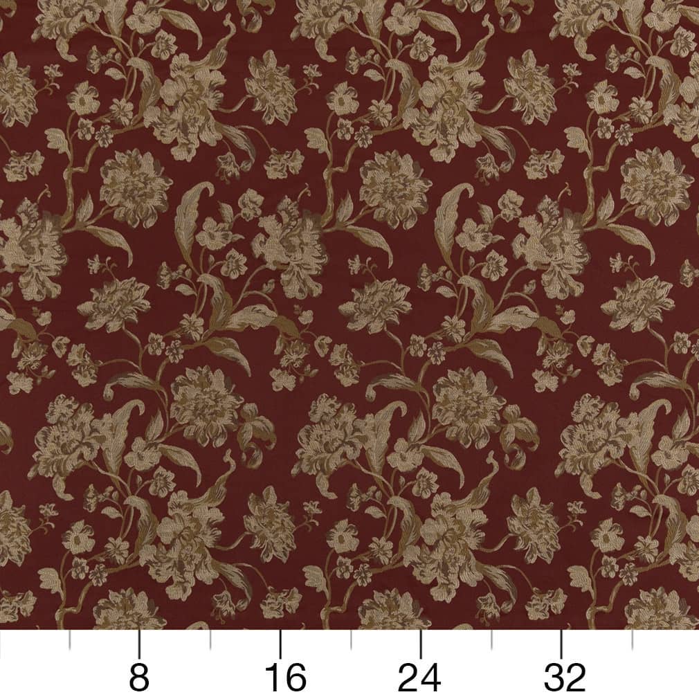 D1840 Floral Currant Cecile Red & Burgundy Charlotte Fabrics