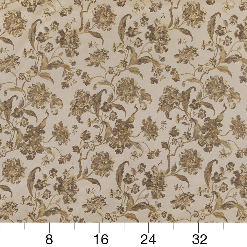 D1841 Floral Champagne Cecile Beige & Taupe,Gold & Yellow Charlotte Fabrics