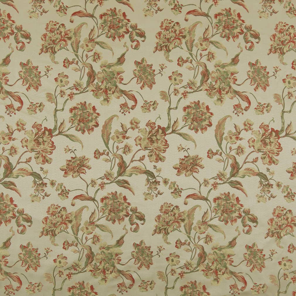 D1842 Floral Garden Cecile Coral & Peach Charlotte Fabrics