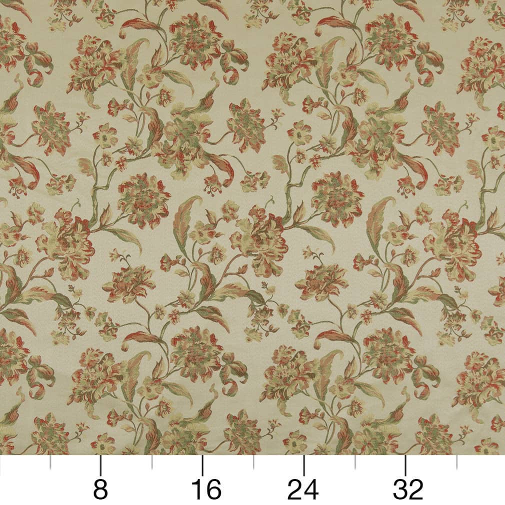 D1842 Floral Garden Cecile Coral & Peach Charlotte Fabrics