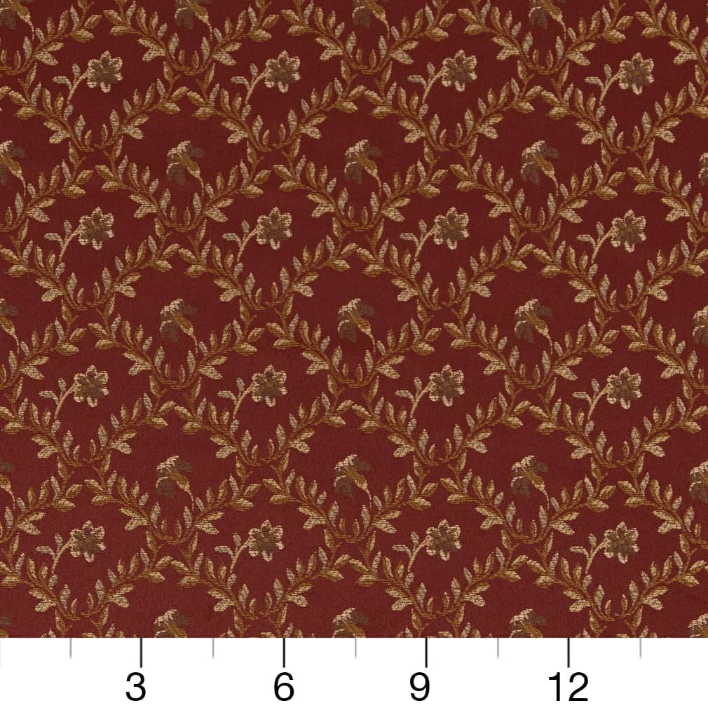 D1846 Floral,Leaves Currant Juliet Red & Burgundy Charlotte Fabrics