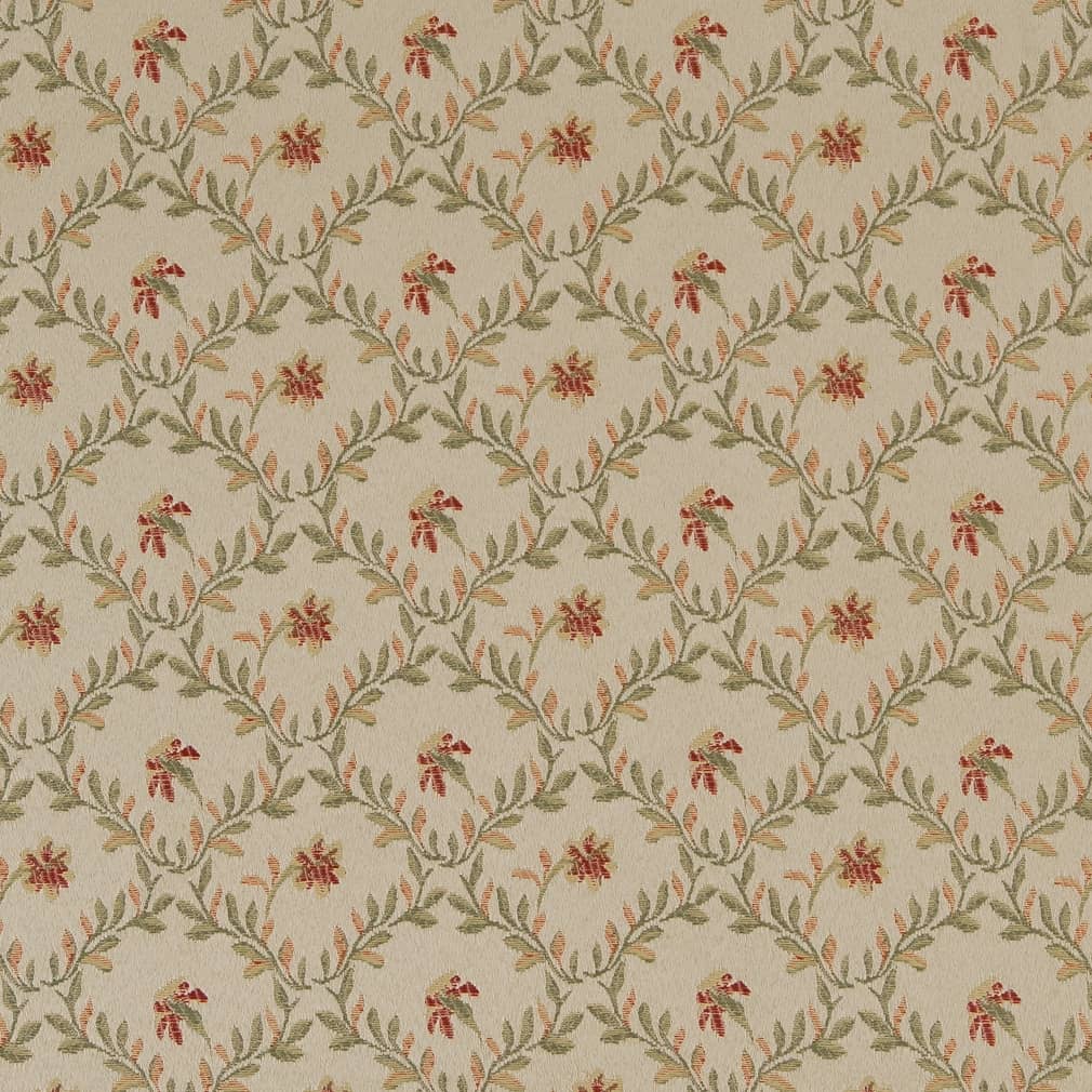 D1848 Floral,Leaves Garden Juliet Coral & Peach,Green Charlotte Fabrics