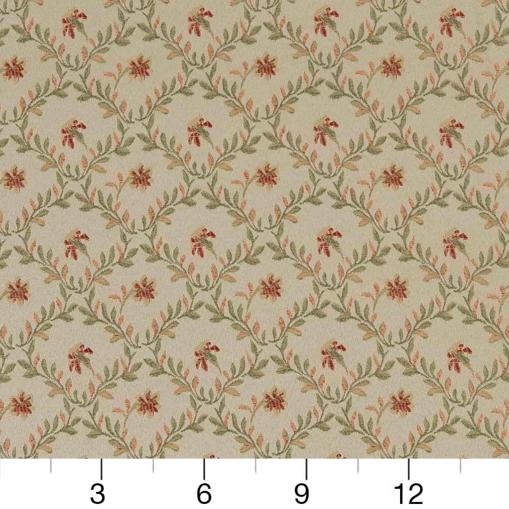 D1848 Floral,Leaves Garden Juliet Coral & Peach,Green Charlotte Fabrics
