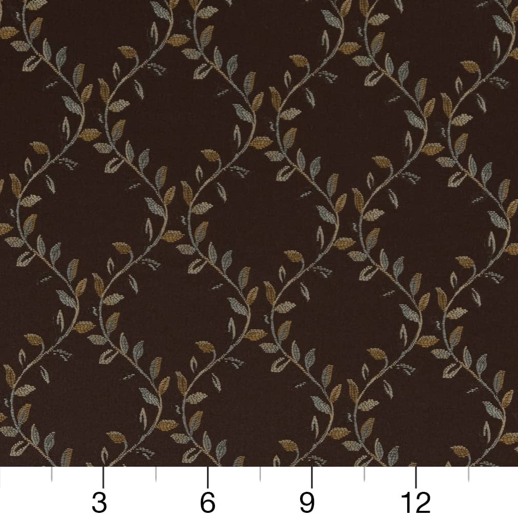 D1853 Diamonds,Leaves Walnut Ella Brown Charlotte Fabrics