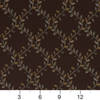 D1853 Diamonds,Leaves Walnut Ella Brown Charlotte Fabrics