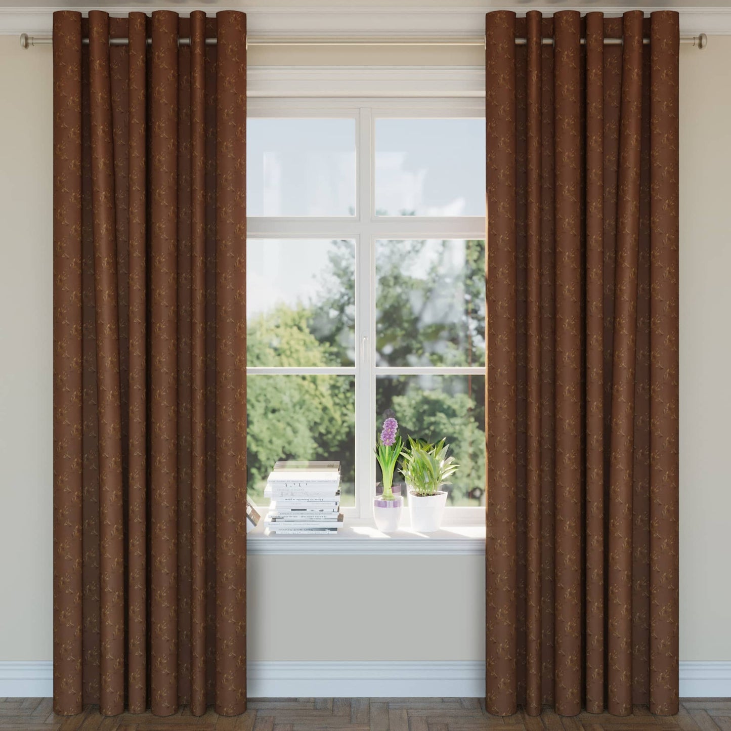 D1854 Diamonds,Leaves Woodland Ella Brown Charlotte Fabrics
