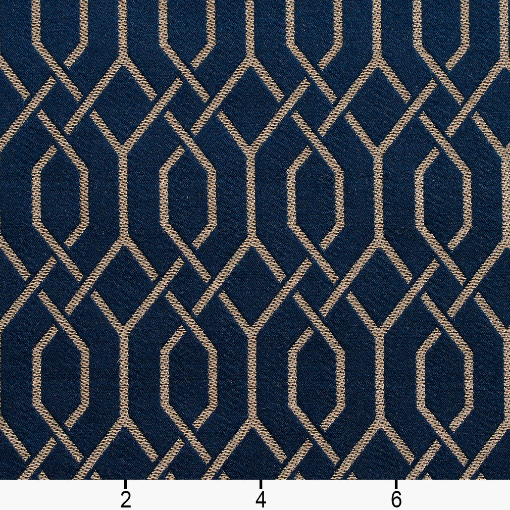 D189 Abstract & Geometric Sapphire Lattice Blue Charlotte Fabrics