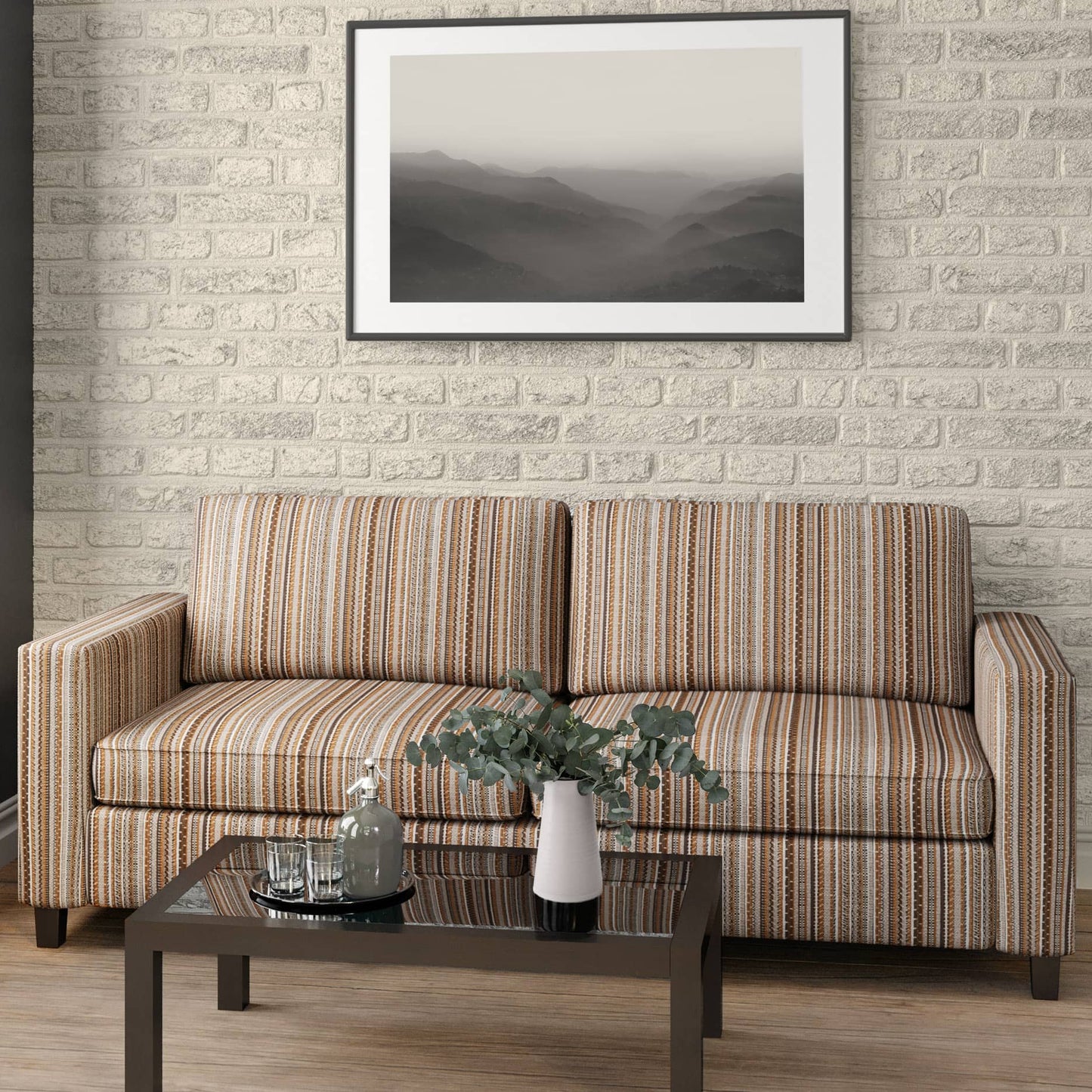 D1949 Stripe Amber Brown Charlotte Fabrics