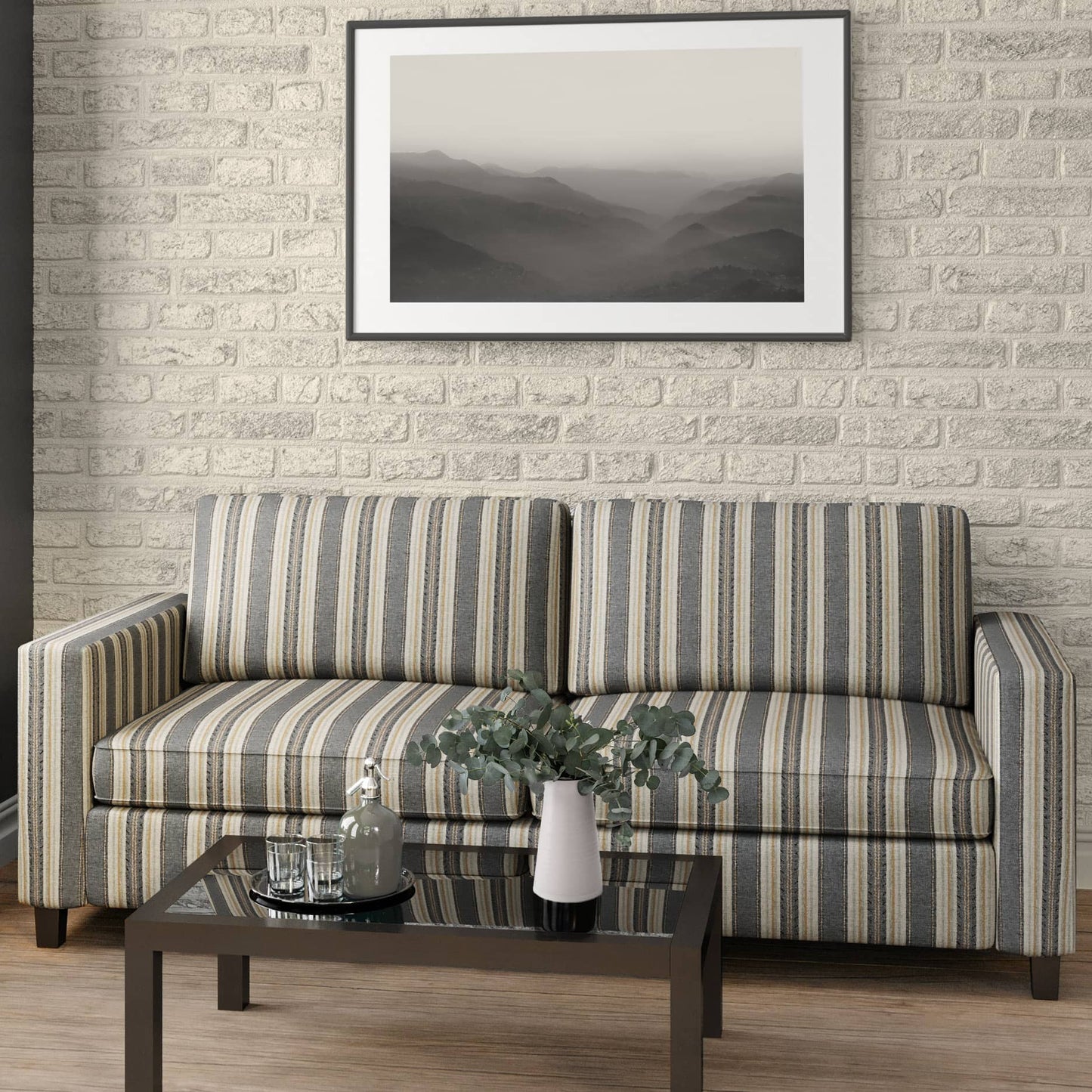 D1969 Stripe Steel Blue Charlotte Fabrics