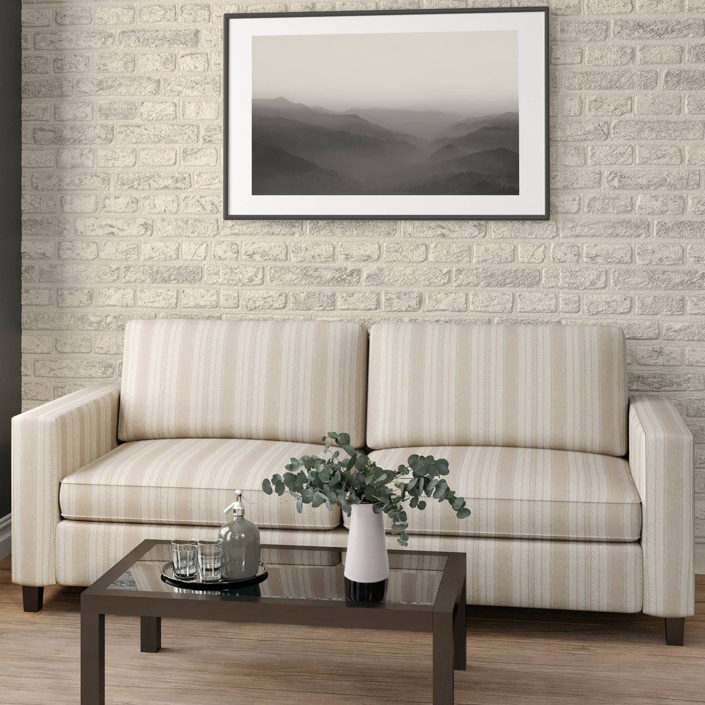 D1971 Stripe Salt Beige & Taupe Charlotte Fabrics