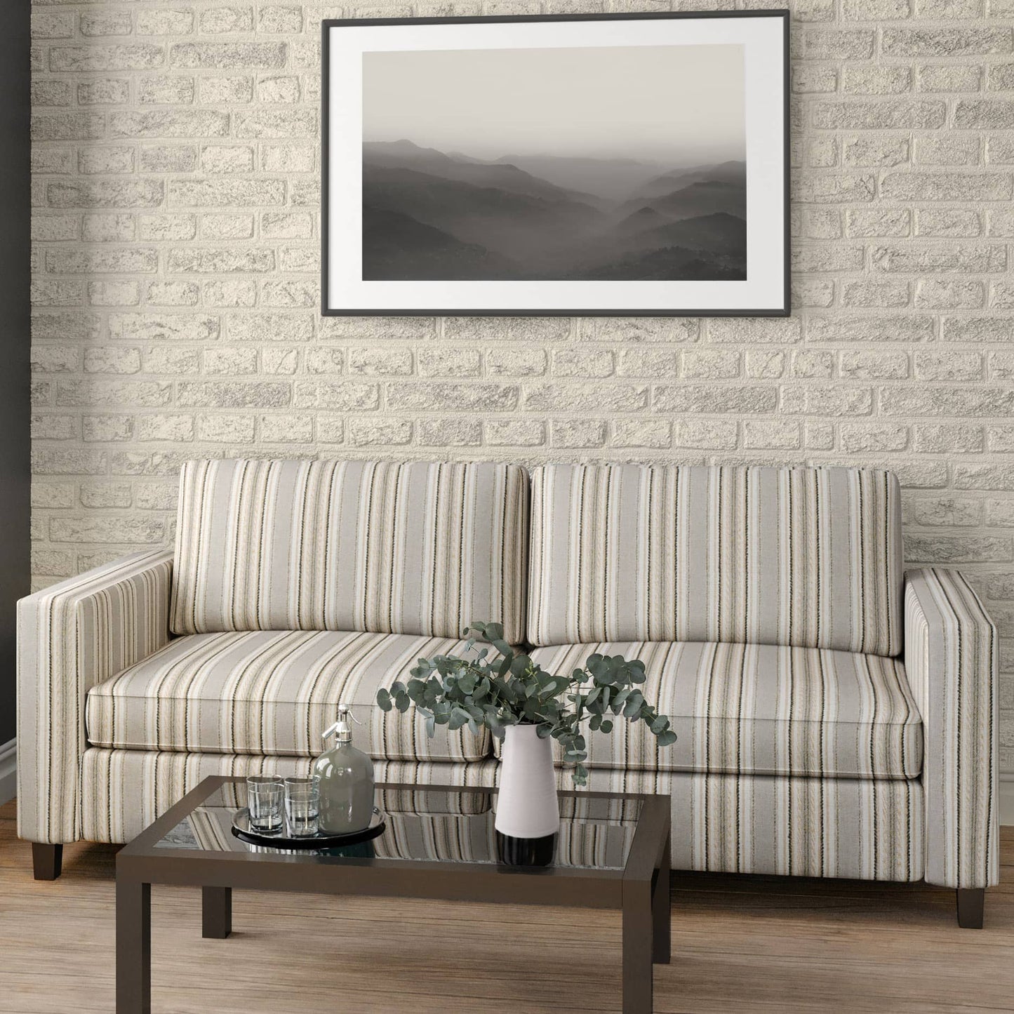 D1972 Stripe Spruce Beige & Taupe,Green Charlotte Fabrics
