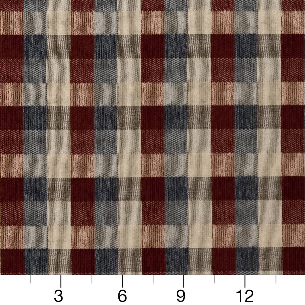D1975 Check & Houndstooth,Plaid Oxblood Blue,Red & Burgundy Charlotte Fabrics