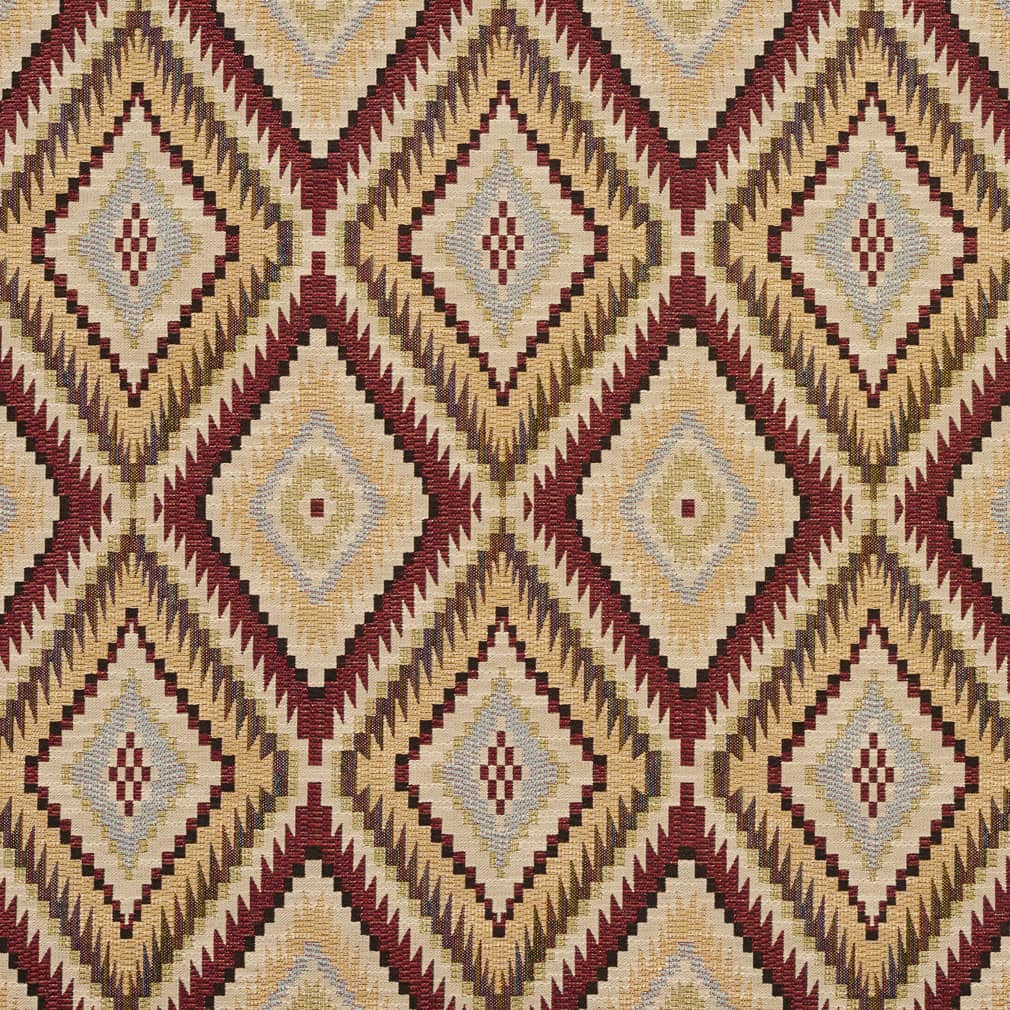 D2005 Abstract & Geometric,Diamonds,Global,Southwestern Veranda Gold & Yellow,Red & Burgundy Charlotte Fabrics