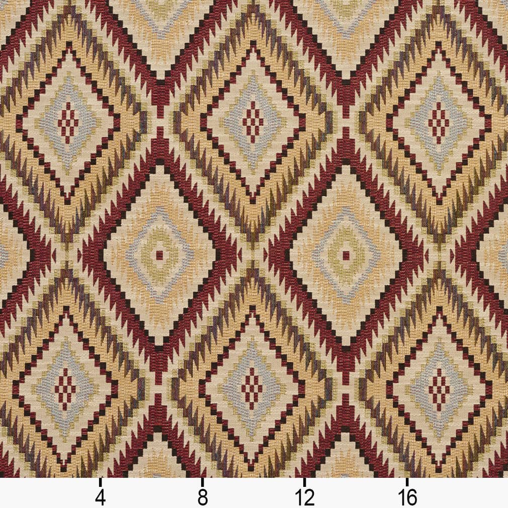 D2005 Abstract & Geometric,Diamonds,Global,Southwestern Veranda Gold & Yellow,Red & Burgundy Charlotte Fabrics