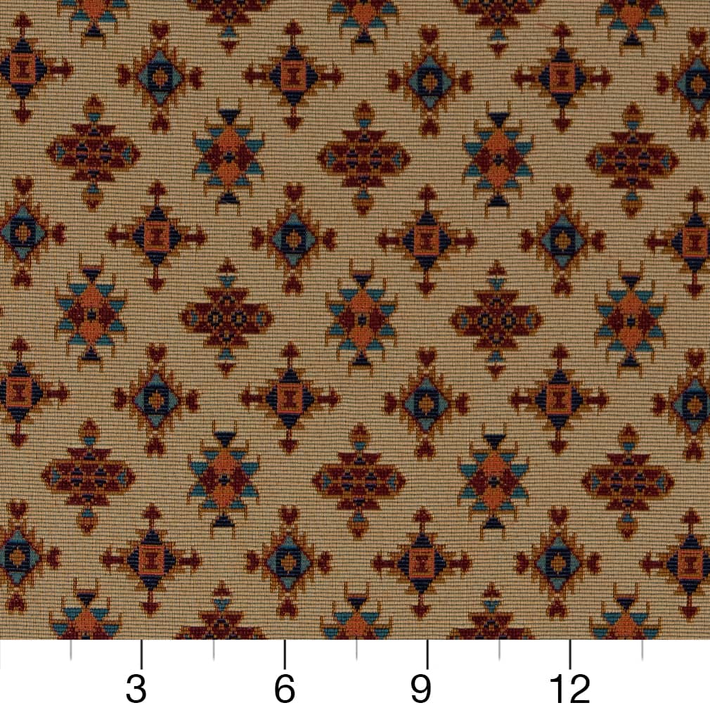 D2013 Global,Small Scale,Southwestern Parchment Orange & Rust Charlotte Fabrics